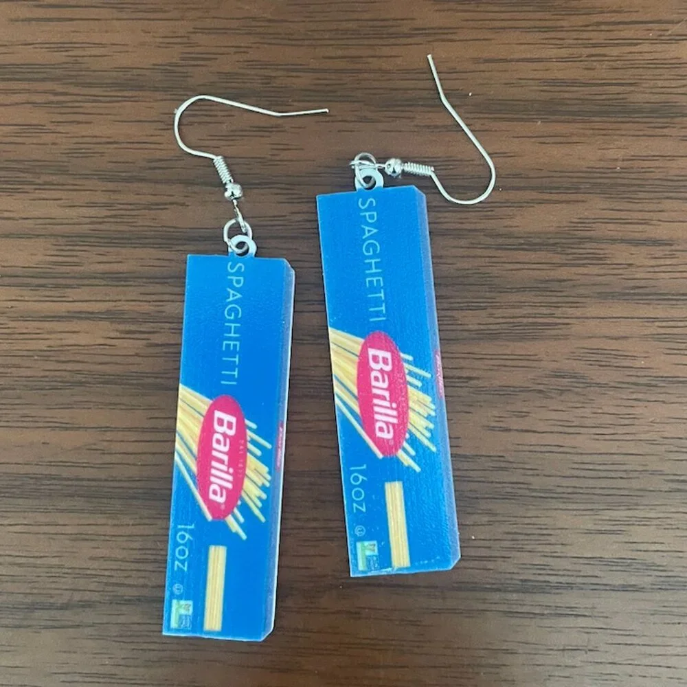 ❤️ FREE Pasta Noodles Spaghetti Food Snack Italy Italian Cartoon Gift Earrings